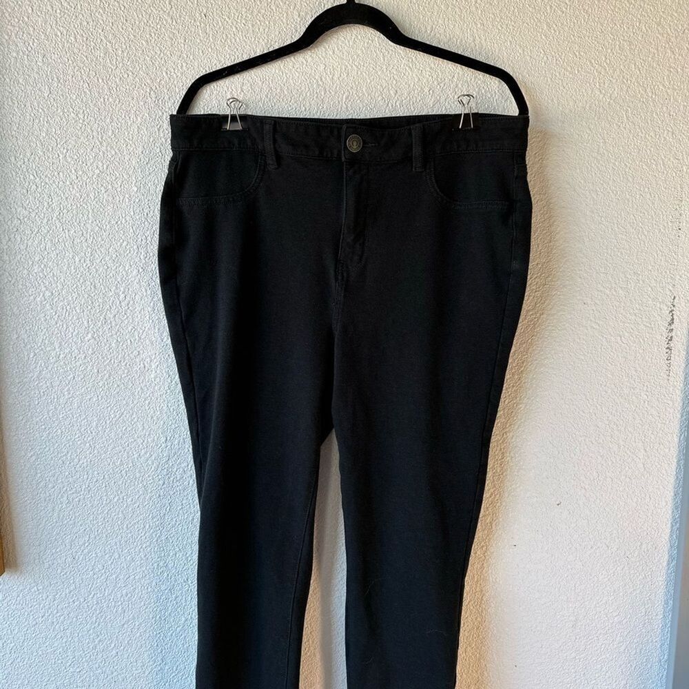 American Eagle Next Level Stretch Pants Women's16L Black Belt Loops Button Zip - Picture 10 of 11